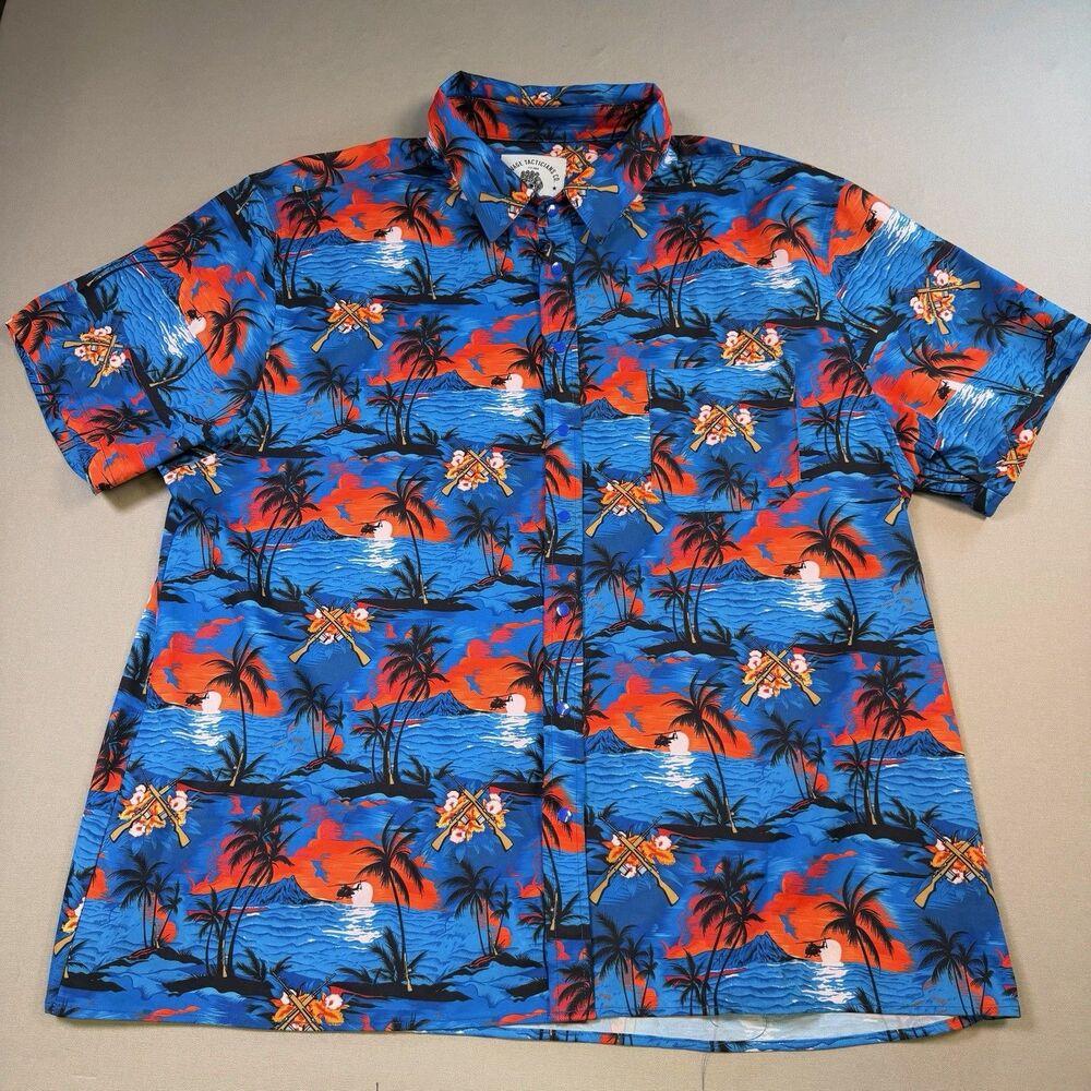 Savage Tacticians Shirt Mens 2XL SAVTAC Hawaiian Tactical Tropical Rifles